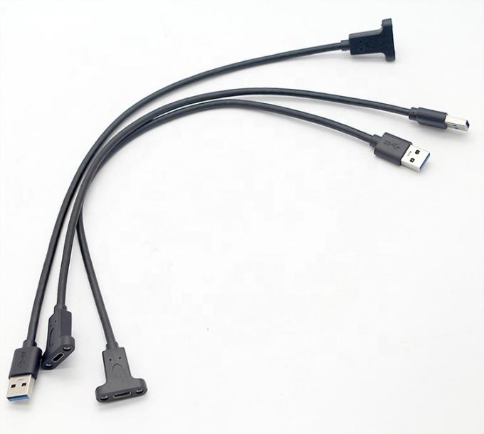 Anpassungsschraubverriegelung USB 3.0 A Männlich auf USB Typ C 3.1 Weiblich Panel Mount Verlängerungskabel 1