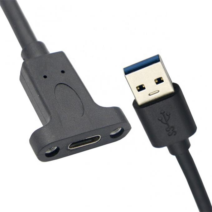 Anpassungsschraubverriegelung USB 3.0 A Männlich auf USB Typ C 3.1 Weiblich Panel Mount Verlängerungskabel 2