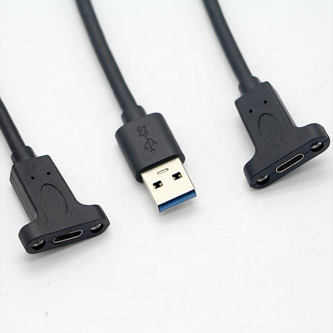 Anpassungsschraubverriegelung USB 3.0 A Männlich auf USB Typ C 3.1 Weiblich Panel Mount Verlängerungskabel 5