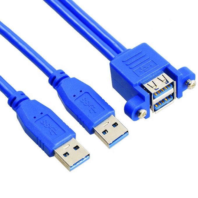 Dual Type A Männlich-Fraulich-Panel-Mount USB 3.0-Verlängerungskabel 2