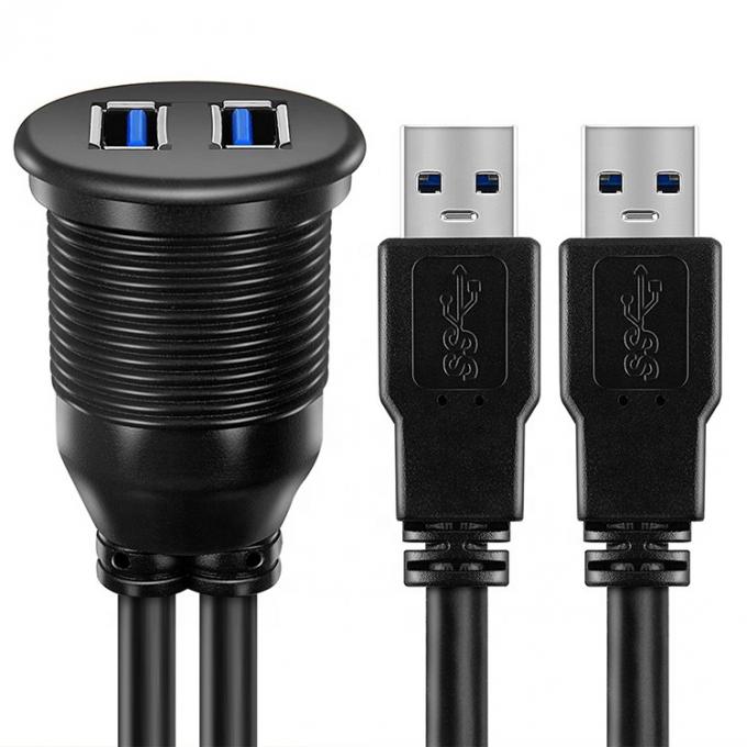 Wasserdicht Männlich-Frauen-Aux-Auto-Armaturenbrett-Panel Dual USB 3.0 Flush Mount Erweiterungskabel für Motorrad 2