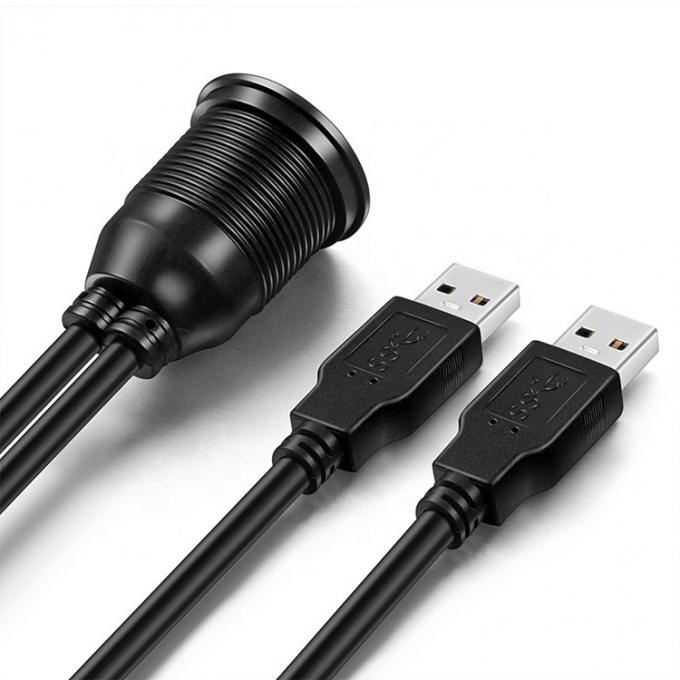 Wasserdicht Männlich-Frauen-Aux-Auto-Armaturenbrett-Panel Dual USB 3.0 Flush Mount Erweiterungskabel für Motorrad 3