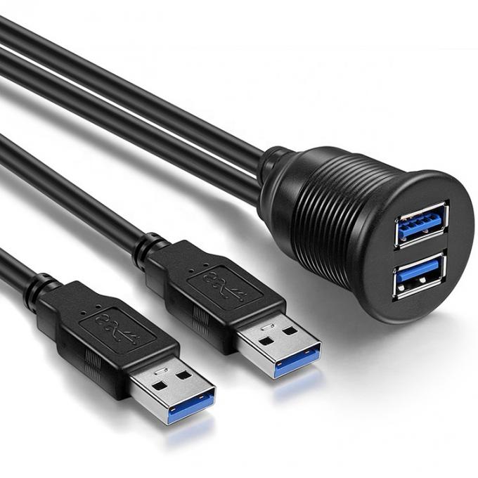 Wasserdicht Männlich-Frauen-Aux-Auto-Armaturenbrett-Panel Dual USB 3.0 Flush Mount Erweiterungskabel für Motorrad 4