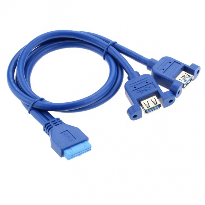 Dual Panel Mount USB 3.0 A weiblich bis IDC 20 PIN weiblich PC Computergehäuse Motherboard Kabel 1