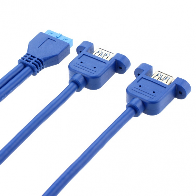 Dual Panel Mount USB 3.0 A weiblich bis IDC 20 PIN weiblich PC Computergehäuse Motherboard Kabel 3