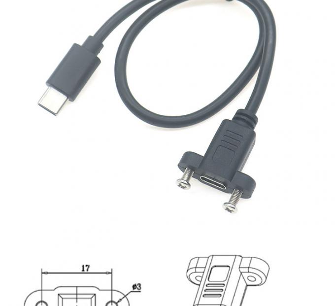 30 cm 50 cm Schraubplattenmontage Männlich zu weiblich USB-Verlängerungskabel Typ C 3.1 2