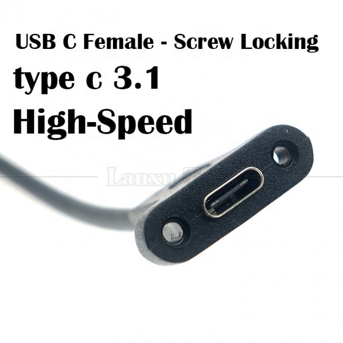 10Gbps 0,3m 1m Männlich auf weiblich Typ C 3.1 Panel Mount Schraubverriegelungsloch USB-Verlängerungskabel 4