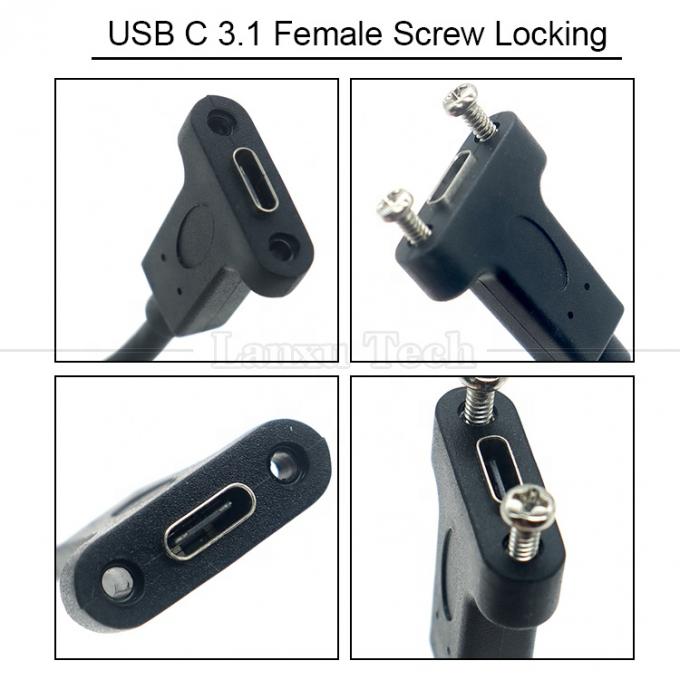 10Gbps 0,3m 1m Männlich auf weiblich Typ C 3.1 Panel Mount Schraubverriegelungsloch USB-Verlängerungskabel 2