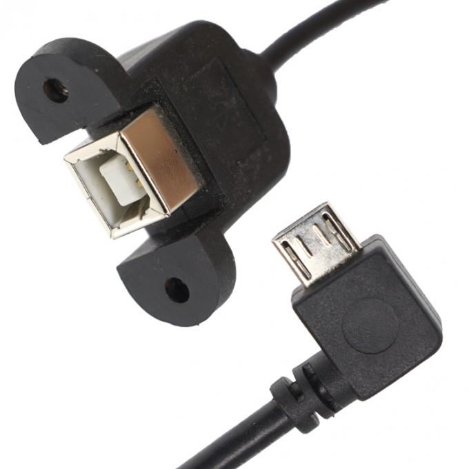 Benutzerdefinierte Schraubverriegelung 90 Grad Winkel Micro B Männlich USB 2.0 Typ B Weiblich Panel Mount Verlängerungskabel 1