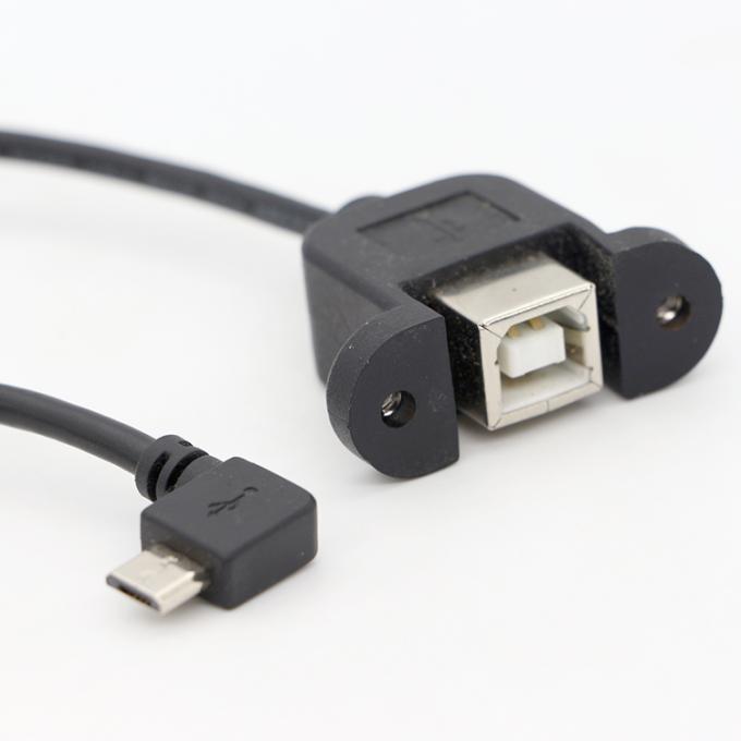 Benutzerdefinierte Schraubverriegelung 90 Grad Winkel Micro B Männlich USB 2.0 Typ B Weiblich Panel Mount Verlängerungskabel 6