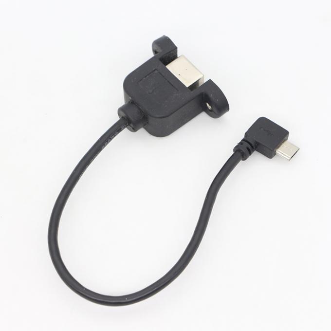 Benutzerdefinierte Schraubverriegelung 90 Grad Winkel Micro B Männlich USB 2.0 Typ B Weiblich Panel Mount Verlängerungskabel 5