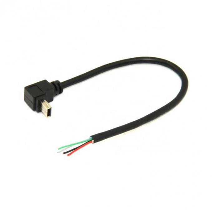 90 Grad nach oben nach unten Links-Rechtswinkel Mini-USB zu entferntem nackten Draht Open End Pigtail Kabel 6