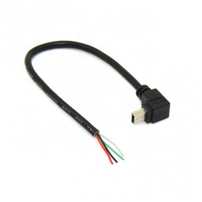 90 Grad nach oben nach unten Links-Rechtswinkel Mini-USB zu entferntem nackten Draht Open End Pigtail Kabel 4