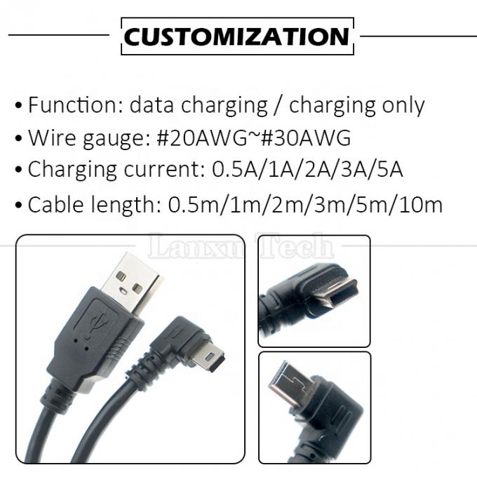 Anpassung 90 Grad Linkswinkel USB A Männlich bis MINI 5P USB-Kabel für die Kamera des PS3-Controllers 1