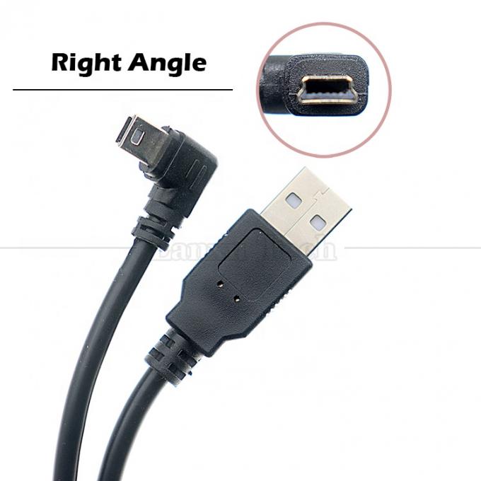 1m 2m 3m 5m 90 Grad L-Form Rechts-Linkswinkel USB 2.0 A Männlich bis Mini B 5-Pin-USB-Datenladekabel für MP3-Kamera 5