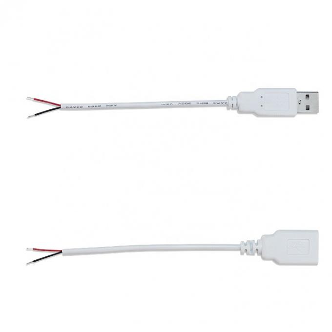 Custom 1m 2m 3m Weiß USB A Männlich bis offenes Ende Zinndraht Breakout-Verlängerungskabel 1