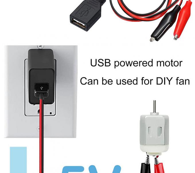 Männlich-weiblich USB-Anschluss zu doppelten Kupfer-Krokodil-Klammern Alligator-Clips Testleitungen Drahtadapterkabel für elektrische Schaltung 4