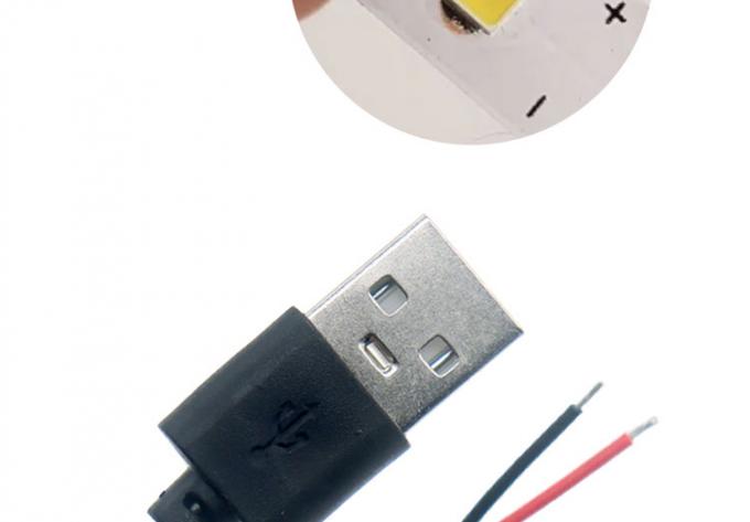 Hochwertiges 5V USB 2.0 Ein Männchen zum Öffnen entblößtes 2pin Kabel Ende Pigtail Kabel für LED-Lichtstreifenlampe 5