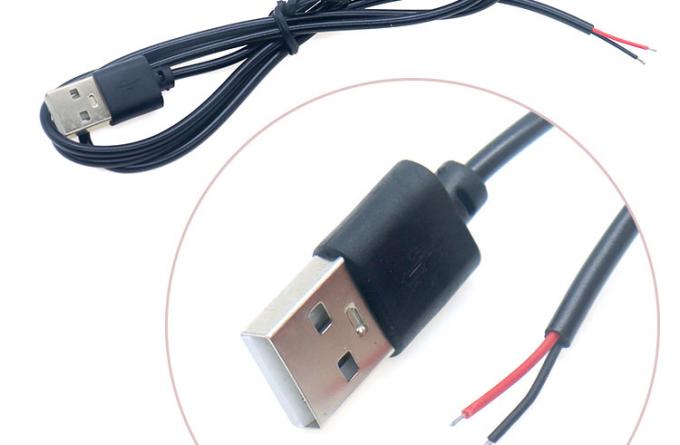 Hochwertiges 5V USB 2.0 Ein Männchen zum Öffnen entblößtes 2pin Kabel Ende Pigtail Kabel für LED-Lichtstreifenlampe 3