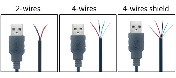 Custom USB 2.0 Typ A Männlich bis entklebt 2 3 4 Drähte Offene End Pigtail Datenladekabel 1
