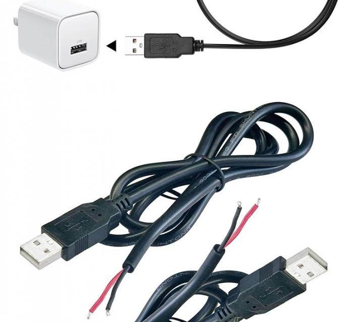 5V USB zum Öffnen entfernt geballte nackte Drähte Ende Pigtail Stromlade-Kabel für LED-Bandlampe 7