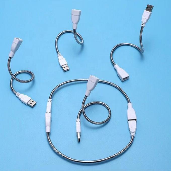 Flexible Metall-Edelstahlschlauch, männlich-weiblich, USB-Ladegerät für LED-Lampen 0