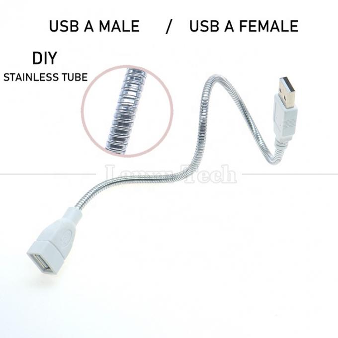 Flexible Metall-Edelstahlschlauch, männlich-weiblich, USB-Ladegerät für LED-Lampen 2