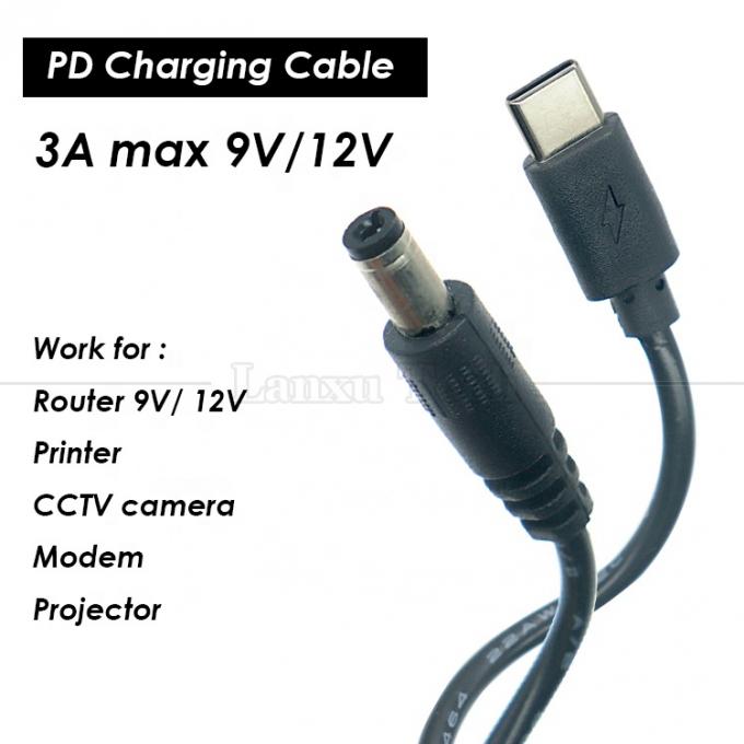 PD-Ladung 3A 9V 12V 15V 20V USB Typ C zu DC 5.5x2.1mm Jack Adapter Converter Kabel für Wifi Router Modem Projektor Kamera 0