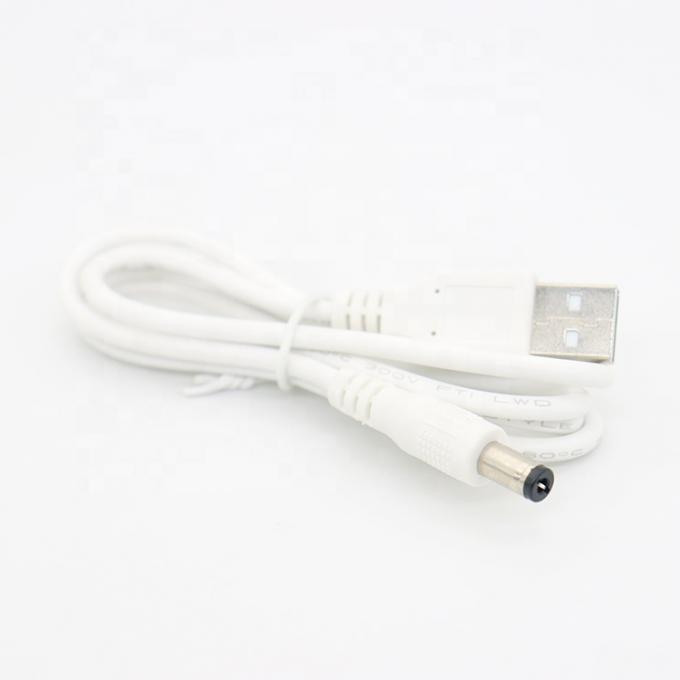 Weißes 1M 5V USB 2.0 A Männlich bis Gleichspannung Jack 5.5X2.1mm Ladekabel 2