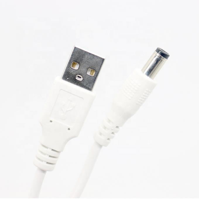 Weißes 1M 5V USB 2.0 A Männlich bis Gleichspannung Jack 5.5X2.1mm Ladekabel 5