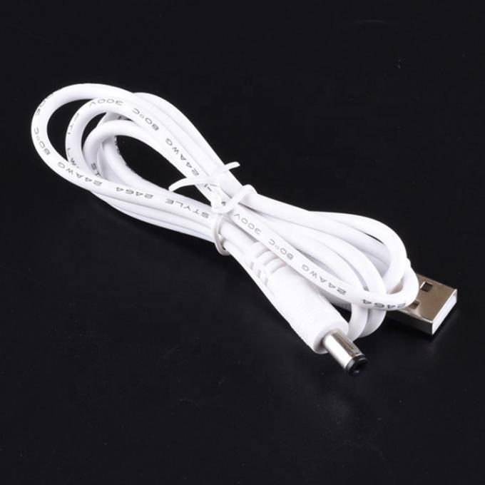 Weißes 1M 5V USB 2.0 A Männlich bis Gleichspannung Jack 5.5X2.1mm Ladekabel 6