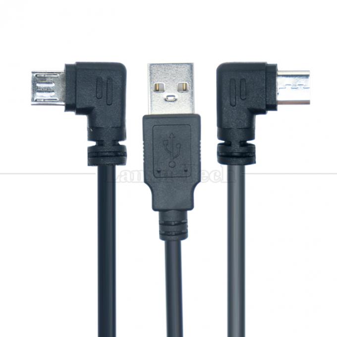 Anpassung 1m 2m 3m 90 Grad Rechtswinkel Micro B V8 Anschluss an USB-Datenlade-Kabel 0