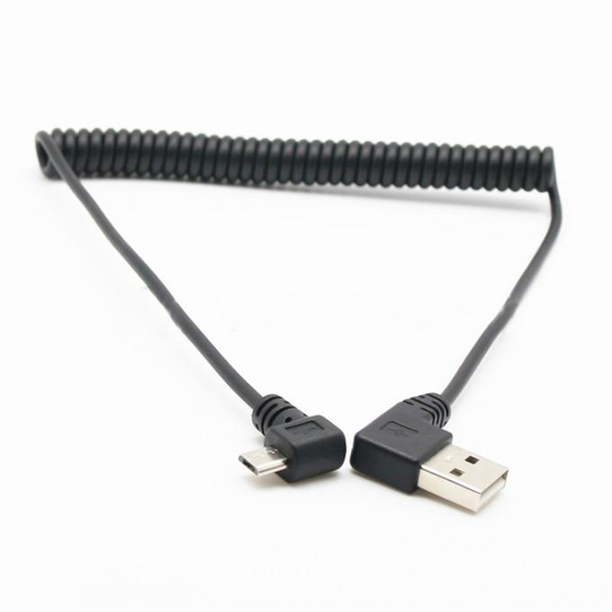 CUSTOM 1M 90 Grad Rechtswinkel USB A Männlich bis Mikro b Männlich Federgewickeltes USB-Kabel 1