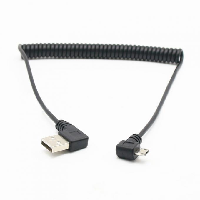CUSTOM 1M 90 Grad Rechtswinkel USB A Männlich bis Mikro b Männlich Federgewickeltes USB-Kabel 4