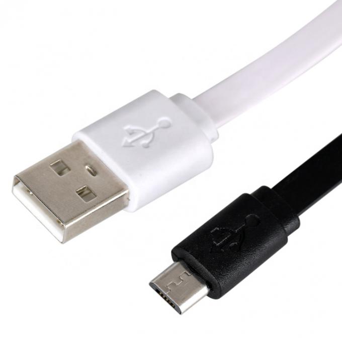Schwarz-Weiß Flat Noodle Micro USB Kabel für Power Bank Lautsprecher Telefon 2