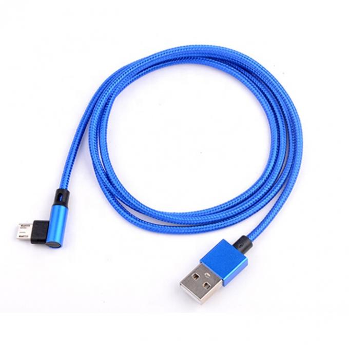 Schnell aufladen 2.4A Nylon geflochten L-Form linker Winkel Mikro b bis USB A Männliches Datenladekabel für Telefon 0