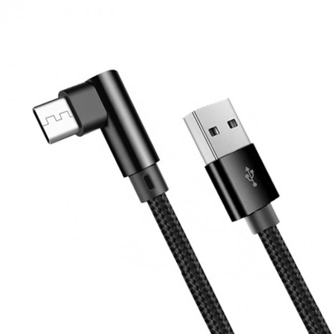 Schnell aufladen 2.4A Nylon geflochten L-Form linker Winkel Mikro b bis USB A Männliches Datenladekabel für Telefon 3