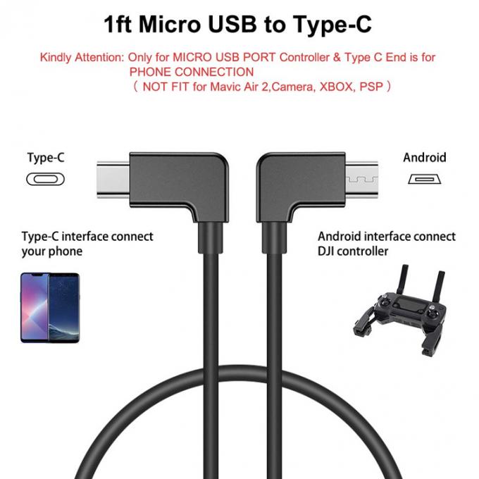 90°-Winkel Micro B bis Typ C USB-Kabel für UAV 1