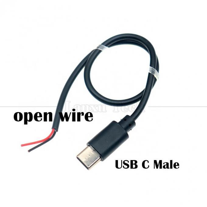 Benutzerdefinierte Datenladung 2 4 Kerne USB Typ C Männlich weiblich zu entblößtem offenem Draht Ende Schweinenschwanzkabel 1