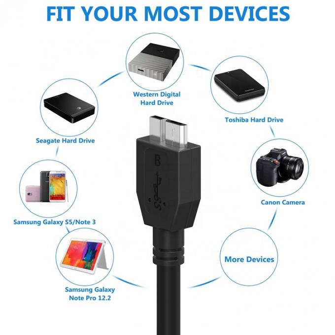 Hochgeschwindigkeitsdatenladung 5 Gbps USB 3.0 Micro B Kabel für SDD HDD Festplatte 5