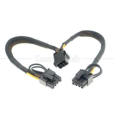 kaufen Sleeved 18AWG Pure Cooper Y Splitter 6 Pin zu Dual 8 Pin 6+2 PCI Express Power Adapter Erweiterung PCIe Kabel für GPU online manufacture
