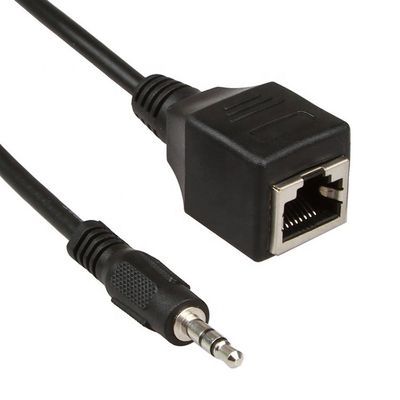 kaufen 3.5mm Stereo Jack zu RJ45 weibliche Steckdose Cat5 Cat6 Ethernet Extender Audio Kabel online manufacture