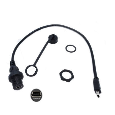 kaufen Mini-USB-Mann-zu-Mikro-USB-Frauen-wasserdichtes Erweiterungskabel mit Flush-Mount-Panel für Auto-Lkw-Boote-Motorradcomputer online manufacture