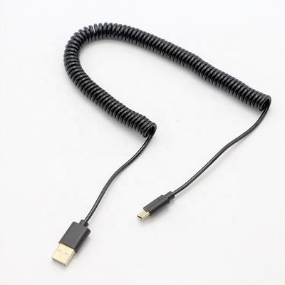 kaufen Custom Black Spring Fast Charging Coiled Sprial USB Typ C zum USB-Ladegeräte-Verlängerungskabel online manufacture