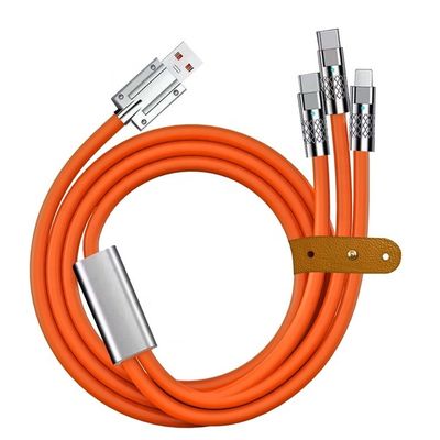 kaufen Super schnelle Aufladung 120w 6A Flüssiges Silikon 3 in 1 Multi-Anschlüsse Mikro Typ C USB-Datenladekabel für Mobiltelefon online manufacture