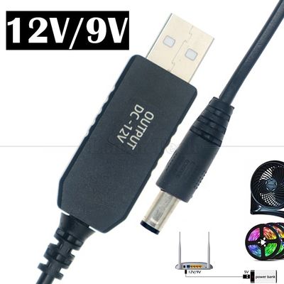 kaufen Hochwertiger Spannungshöher Step Up Ladegerät 5.5x2.1mm DC 5V bis 12V USB-Stromkabel für Wifi-Router Modem Lüfter LED-Licht online manufacture
