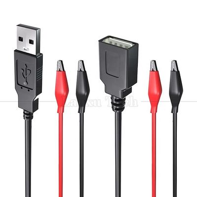 kaufen Männlich-weiblich USB-Anschluss zu doppelten Kupfer-Krokodil-Klammern Alligator-Clips Testleitungen Drahtadapterkabel für elektrische Schaltung online manufacture