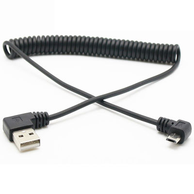 kaufen CUSTOM 1M 90 Grad Rechtswinkel USB A Männlich bis Mikro b Männlich Federgewickeltes USB-Kabel online manufacture