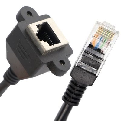 Custom 6FT Schraubverriegelungs-Stud-Netzwerk Ethernet weibliche Steckdose RJ45 Panel Mount Erweiterungskabel