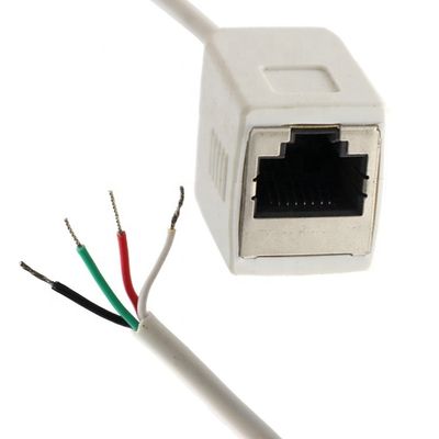 Anpassung Weiß weiblich RJ45 Steckdose zum Öffnen Blechlöterung 4 Drähte Bare End Pigtail Kabel